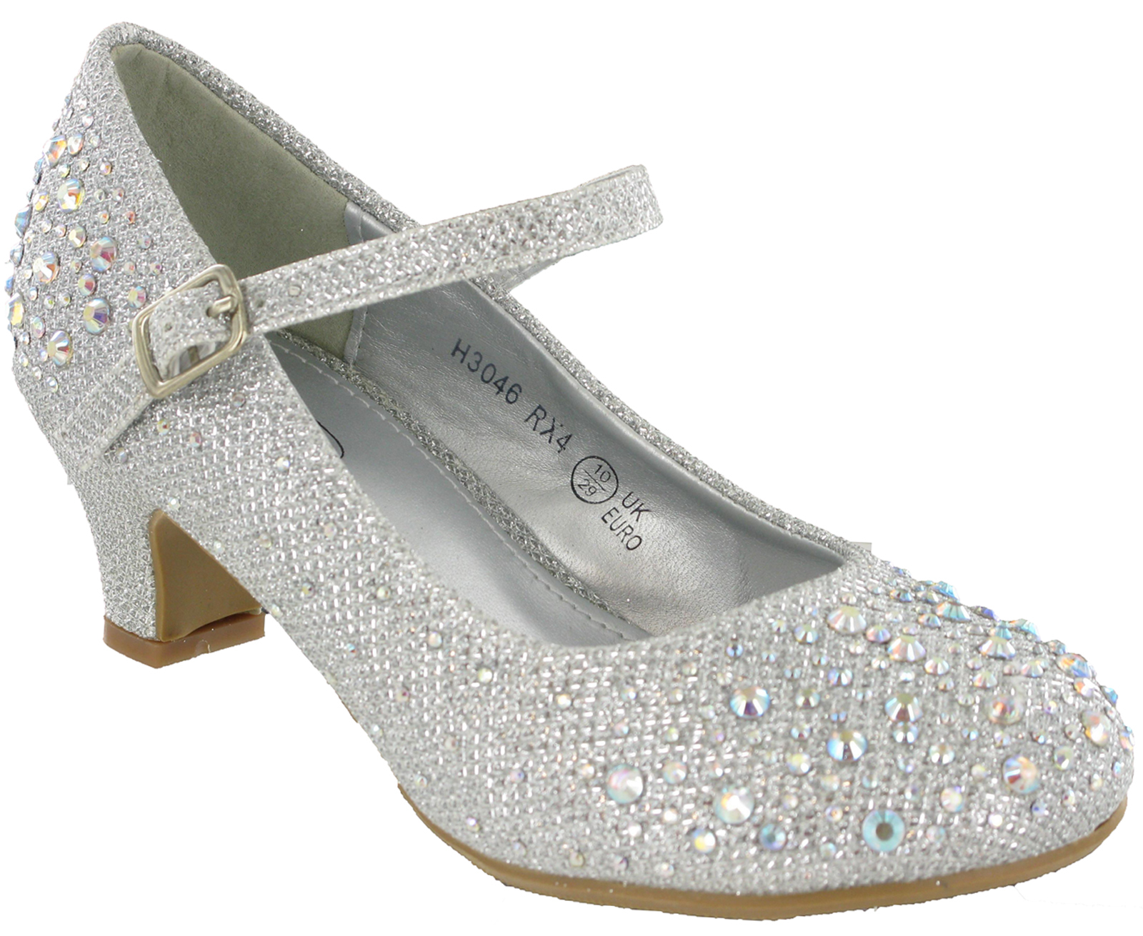 Diamante Glitter Wedding Party Shoes Bridesmaids Kids