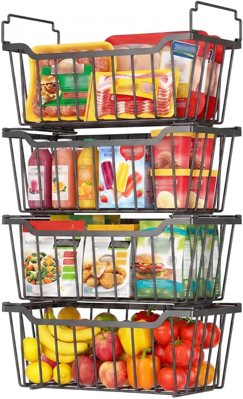 Freezer Bins 4 Pack for Chest Freezer Organizer Baskets Storage Bins