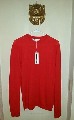$250.00 McQ Alexander McQueen Men's Red Wool Knit Pullover Sweater  Size Small