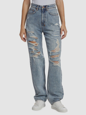 $260 KSUBI Women's Blue Playback Lifetime Dragged Jeans Pants Size 30