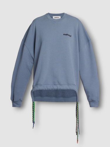 Pre-owned Ambush $730  Women's Blue Long-sleeve Drawstring Sweatshirt Sweater Size L