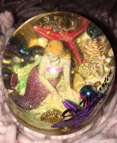 St Martin Maarten Mermaid Sea Shell Snow Globe Pink Tail Sea Horse Star Fish