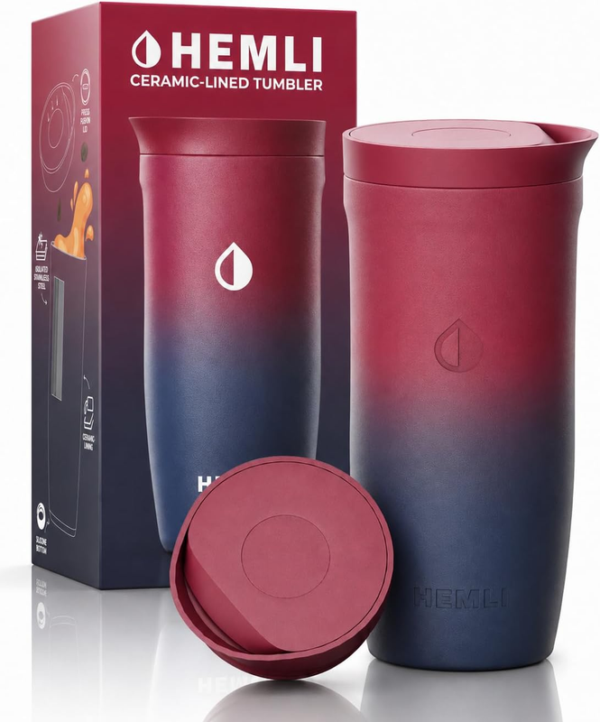 16 Oz Ceramic Lined Coffee Tumbler – Triple-Wall Insulated Travel Mug with Leakp