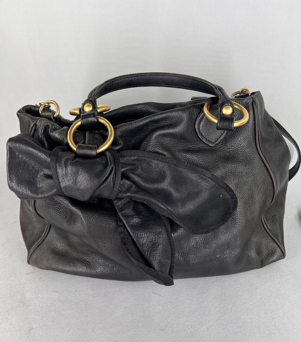 JUICY COUTURE スタッズ ハンドバッグ ブラック レザー y2k Juicy Couture Genuine 100% Leather Black Shoulder Bag Purse
