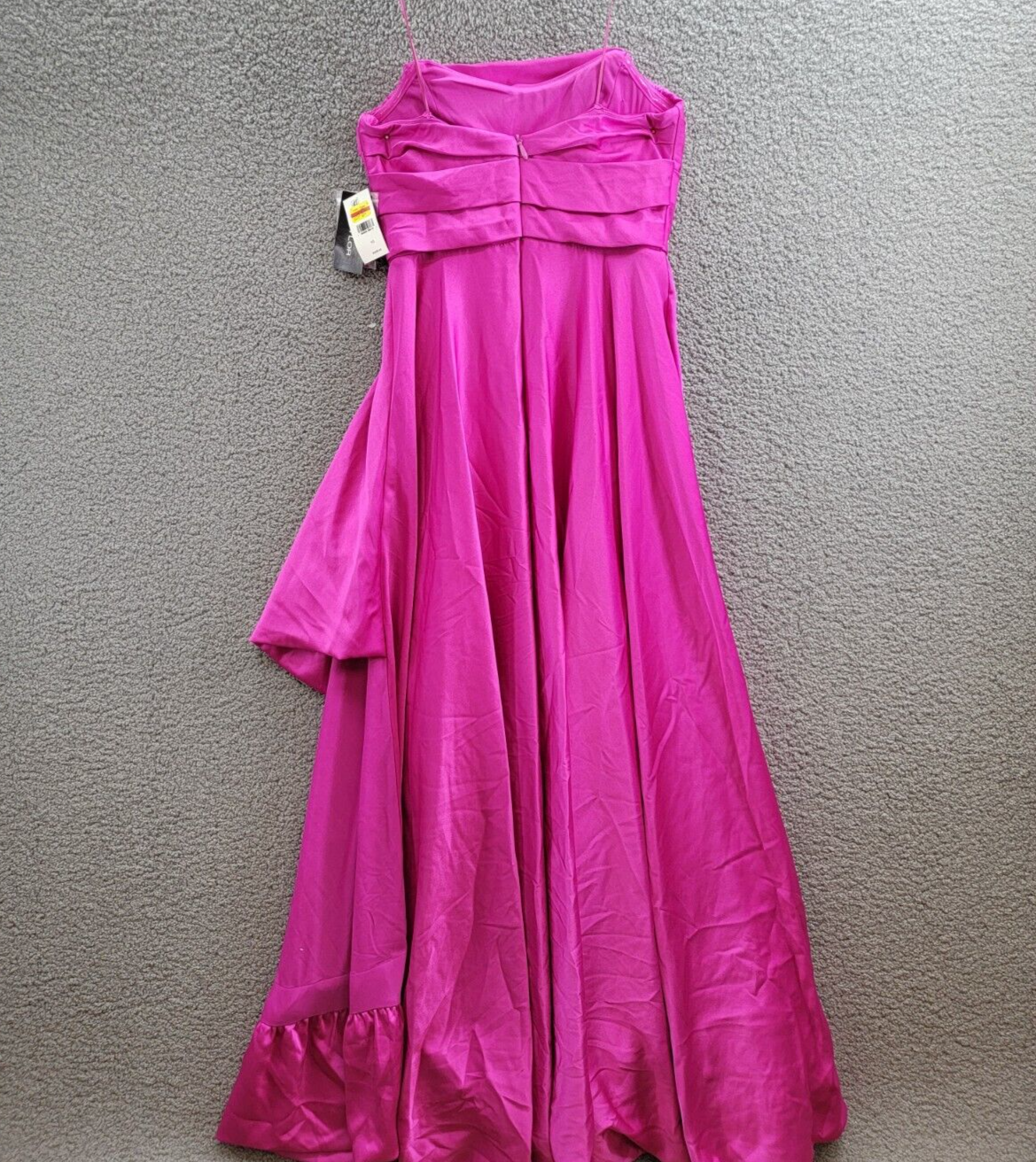 Taylor Asymmetric Sleeveless Satin Gown Women's 10 Magenta Back Zip Closure - Picture 9 of 17