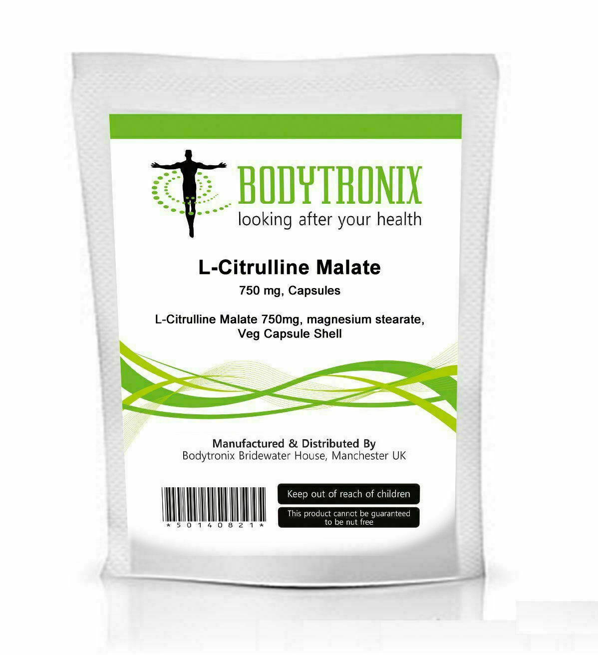 L-citrulline malate 750mg Veggie Capsules BODYTRONIX Healthy Energy Booster - UK