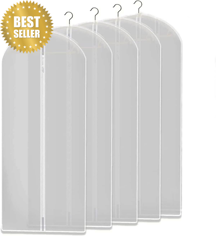 Garment Bags(Set of 5),23.6X47.2Inch,Clear Full-Length Zipper Suit Bag, Protecto