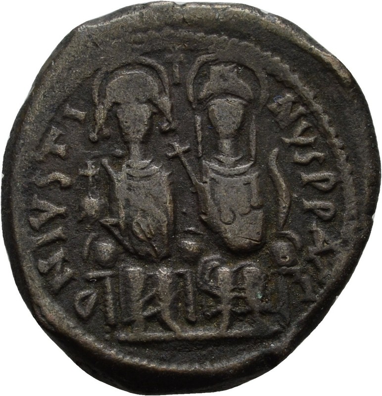 Byzanz Justinus Follis Bronze 30 Mm/ 16 G Original  #U339