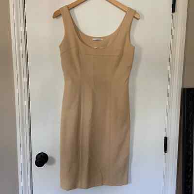 Genny Made in Italy Tan Scoop Neck Sleeveless Fitted Dress Size 4