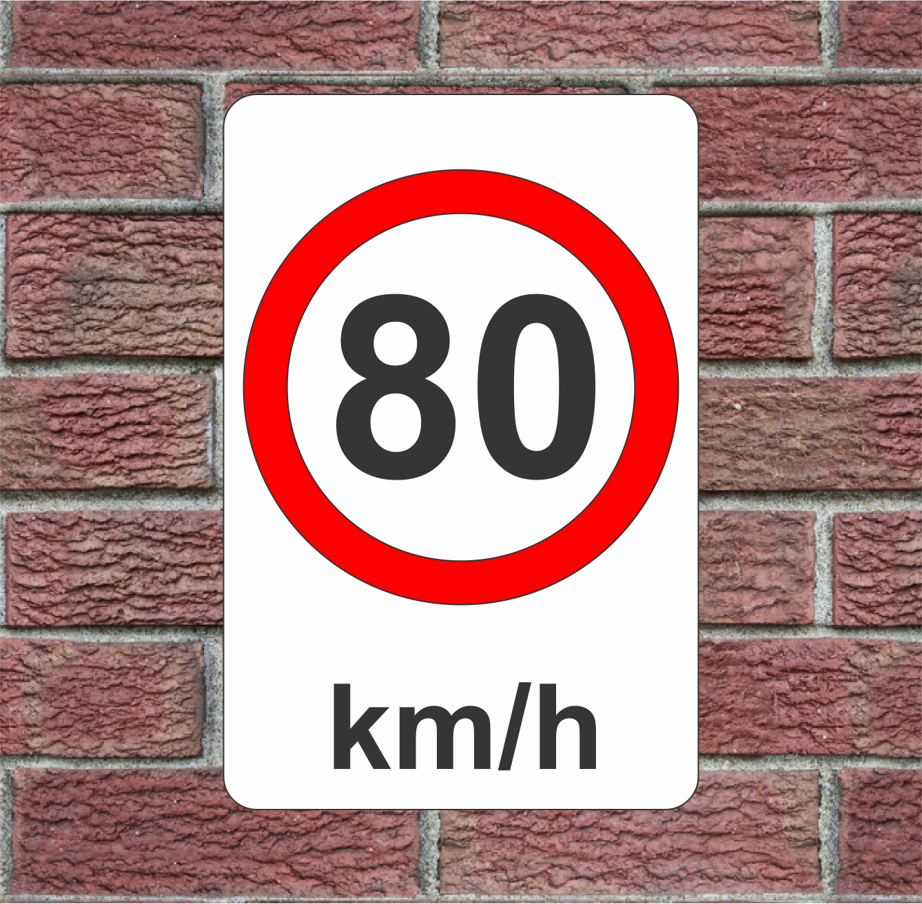 邦楽 SPEED LIMIT/memi Metric Speed Limit 80 km/h White Red & Black Metal Sign