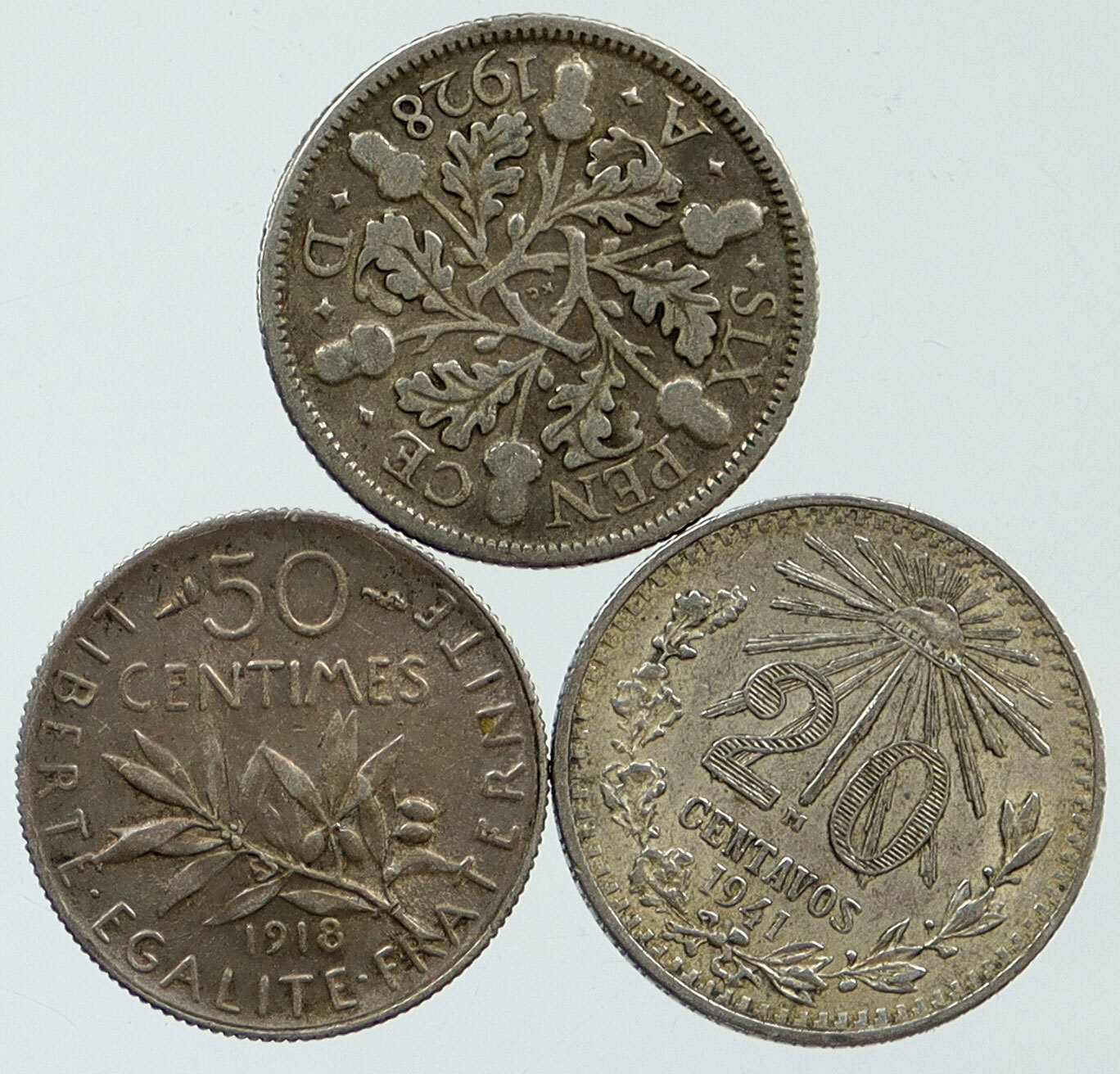 コレクション Great Historic Silver Coins of the world Lot of 5 Silver WORLD COINS Authentic Collection Vintage