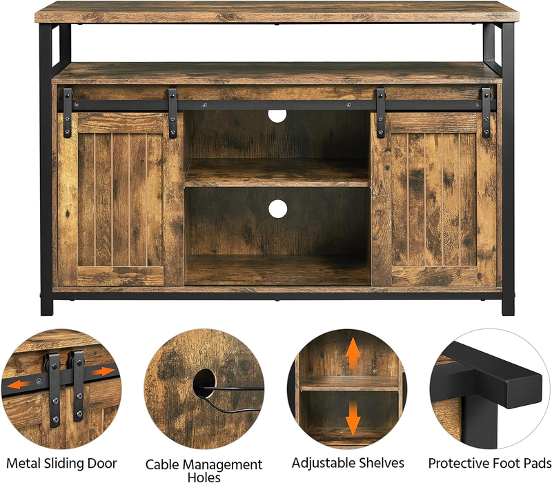 Rustic TV Stand with 2 Storage Cabinets for 55 Inch TV, Entertainment Center wit