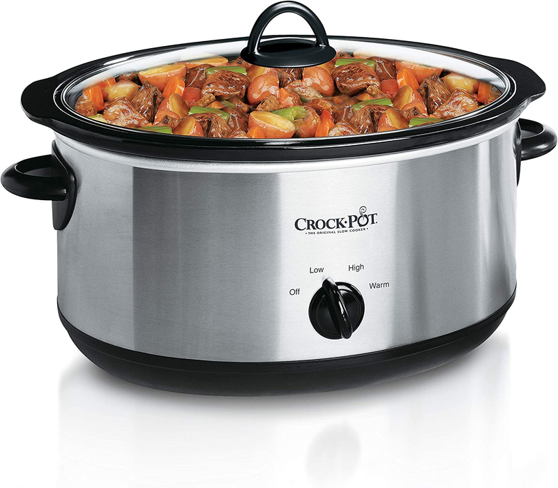 Crock-Pot 7 Quart Oval Manual Slow Cooker, Stainless Steel (
