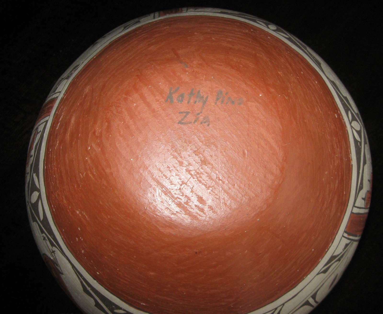 KATHY PINO, SIGNED, ZIA PUEBLO POTTERY OLLA