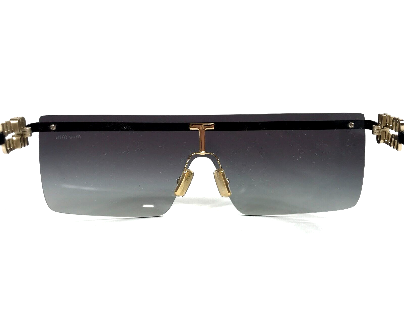 Pre-owned Miu Miu Sunglasses Smu50z 1ab-5d1 Polished Black Frames With Gray Gradient Lens