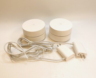 2 Google WiFi  Mesh Wireless Routers NLS-1304-25 w/ Power Cords; SET of 2
