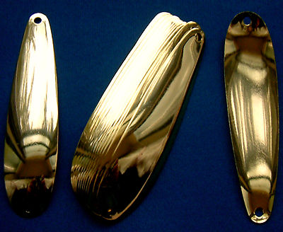 (6) GOLD Plated Smooth 3 7/8'' Flutter Spoon Blanks .025 Walleye Candy