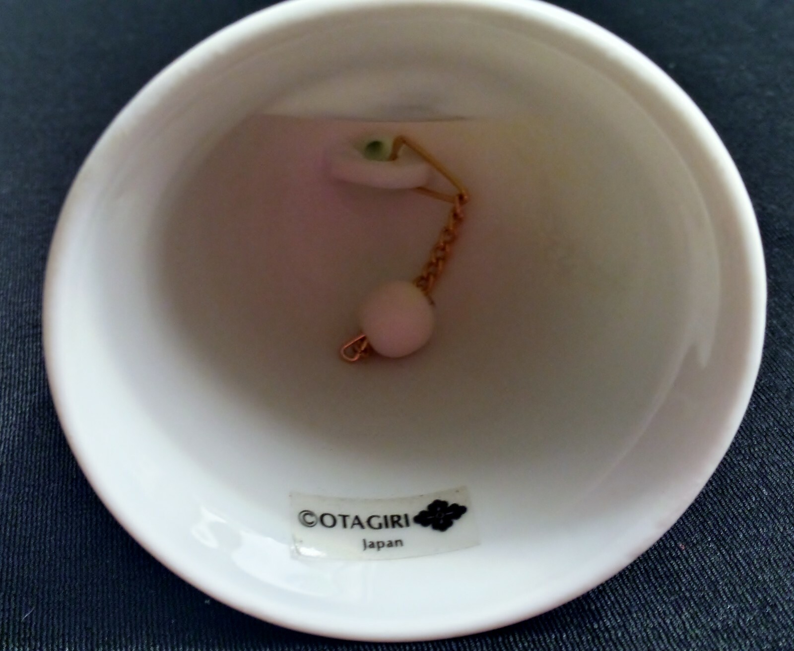 Vintage Otagiri Japan Bell * White with Gold Trim with a Raised Pink Rose