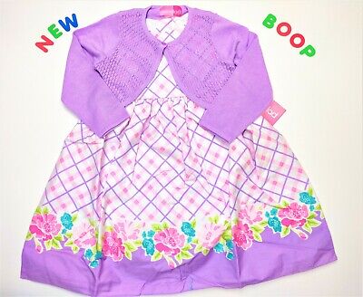 Toddler Kids Girls Clothes Size 6-6X  NWT GoodLad Purple Floral Cardigan Dress