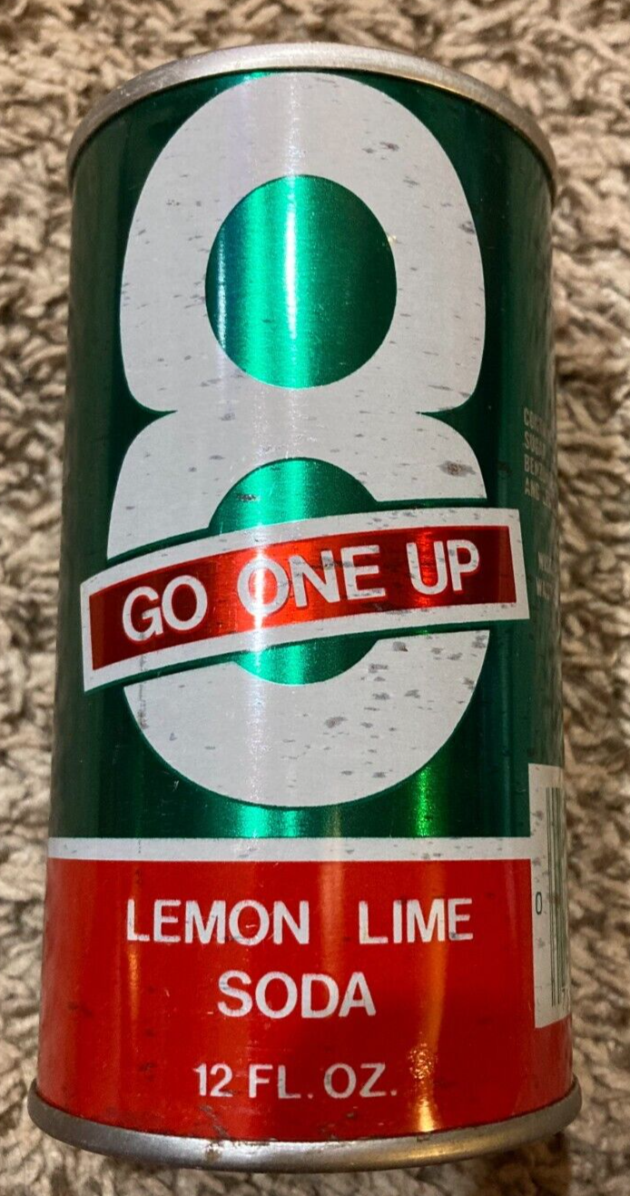 VINTAGE GO ONE UP - 8-UP LEMON LIME SODA STEEL PULL TAB CAN