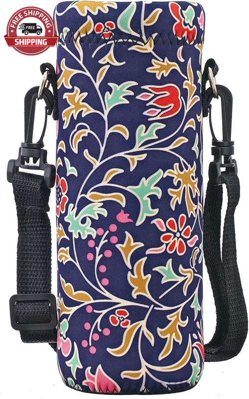 Water Bottle Carrier Bag with Adjustable Shoulder Strap,Neoprene Insulated 16.9O