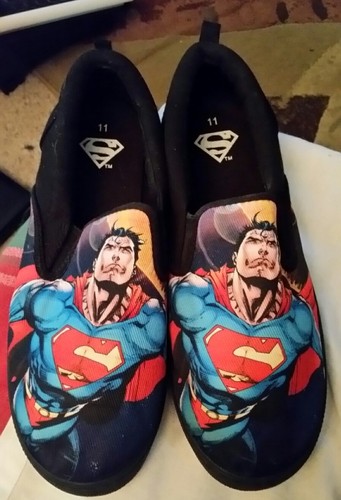 DC Comics Mens Canvas Superman Slippers Size 11 & Grill BBQ Apron