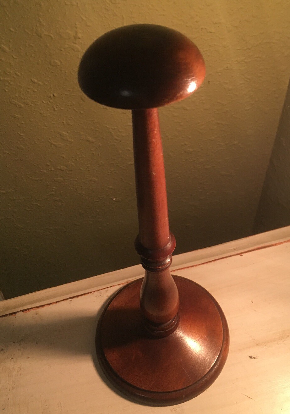 Antique French Hat Wig Stand Helmet Millinery Turned Wood Vintage Hatter Display