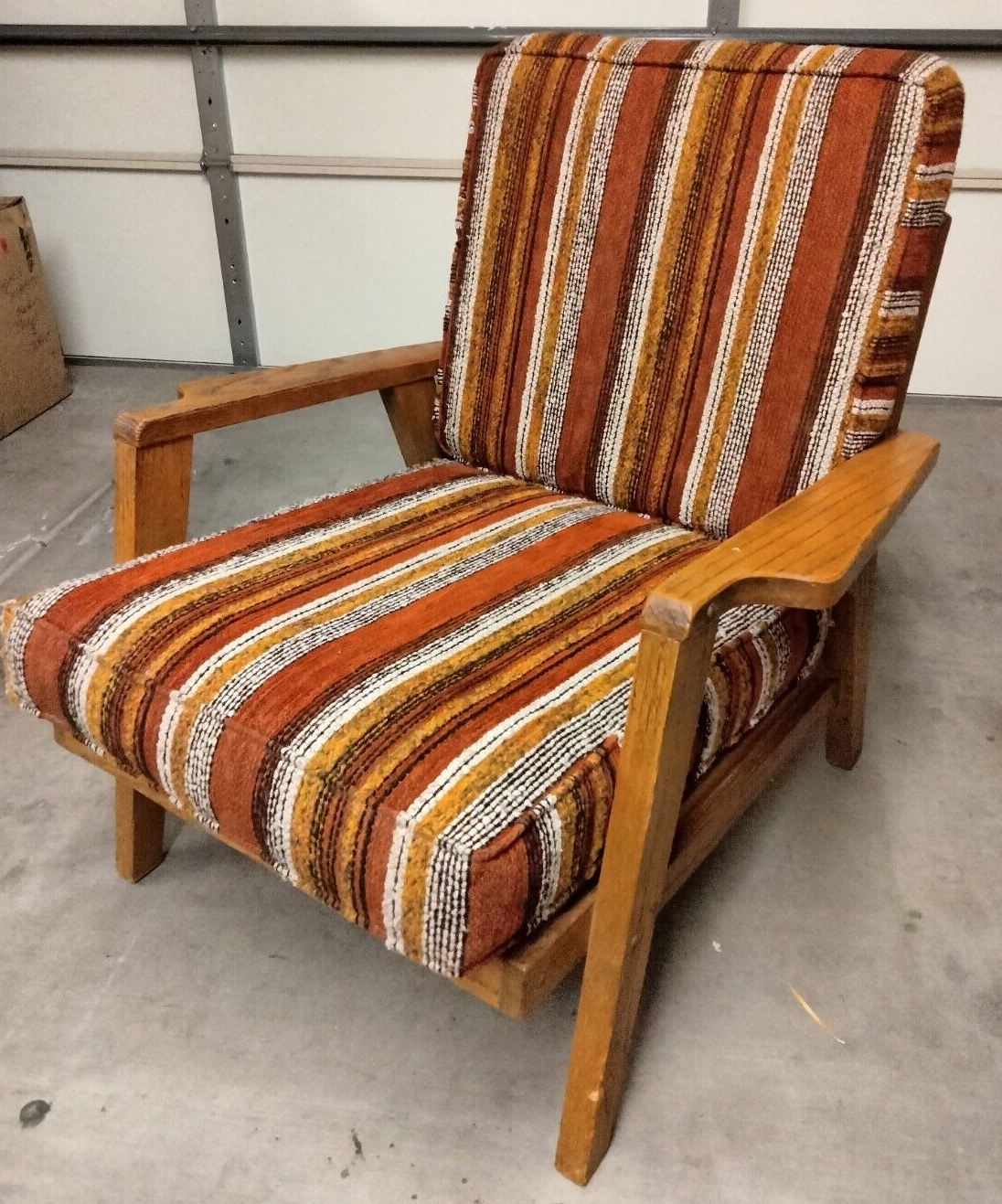 VINTAGE 1960'S MCM MID CENTURY ORANGE STRIPED CUSHION LOW PROFILE