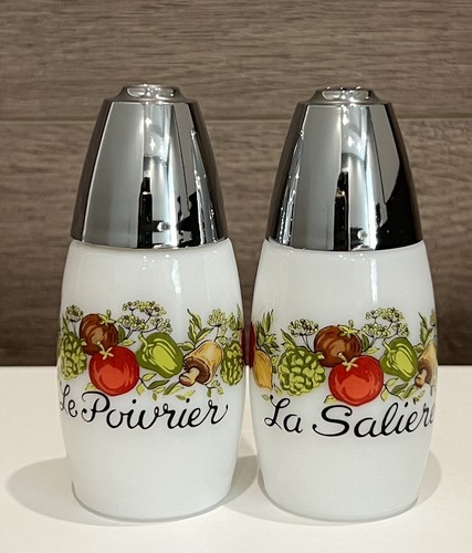 Vtg Set Of 4 Gemco Corning Ware Cream Pitcher Sugar Spice of Life Milk Glass