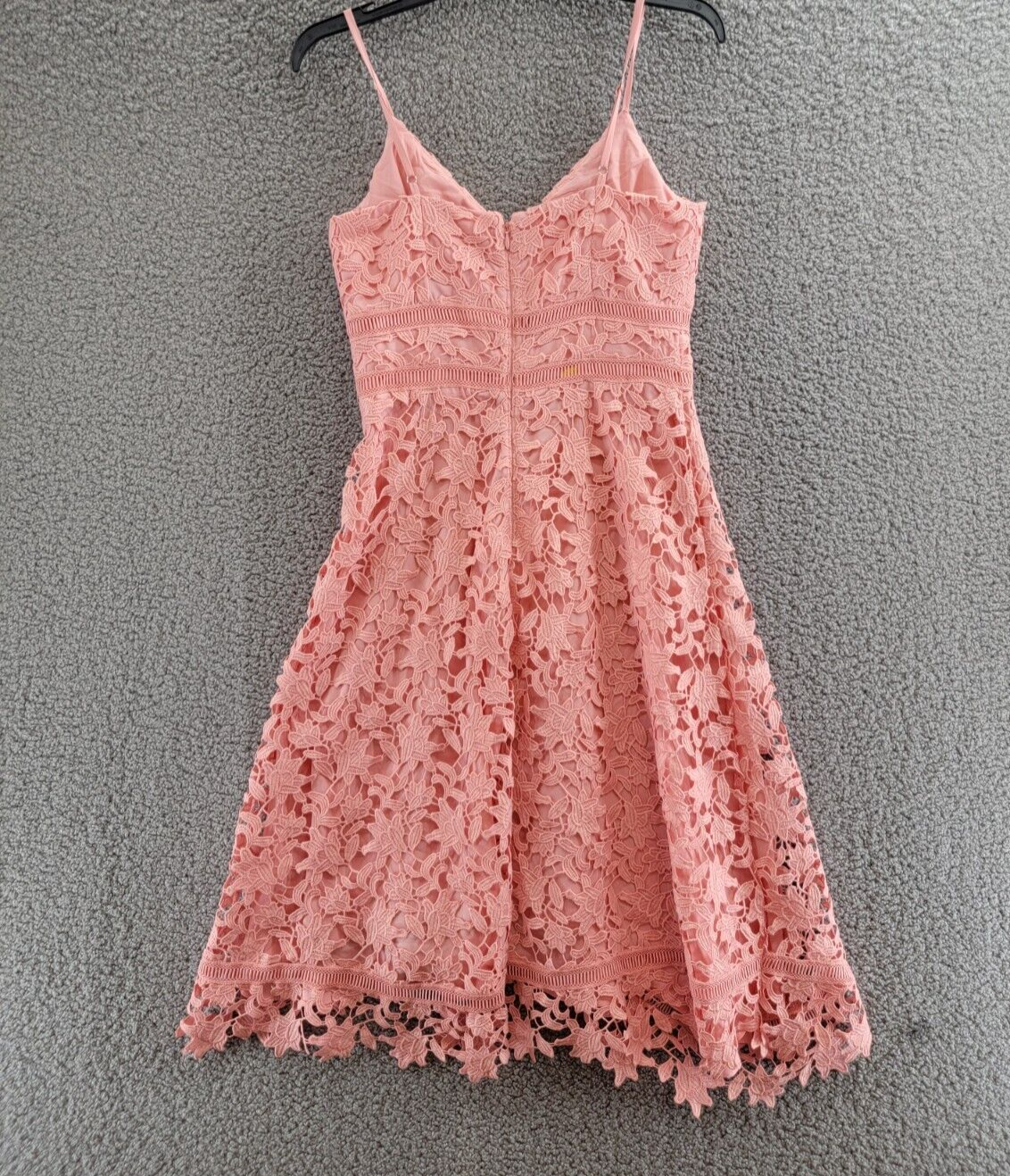 Eliza J Asymmetric Hem Lace Dress Women's 4 Peach Sleeveless Back Zip Closure - Picture 9 of 16