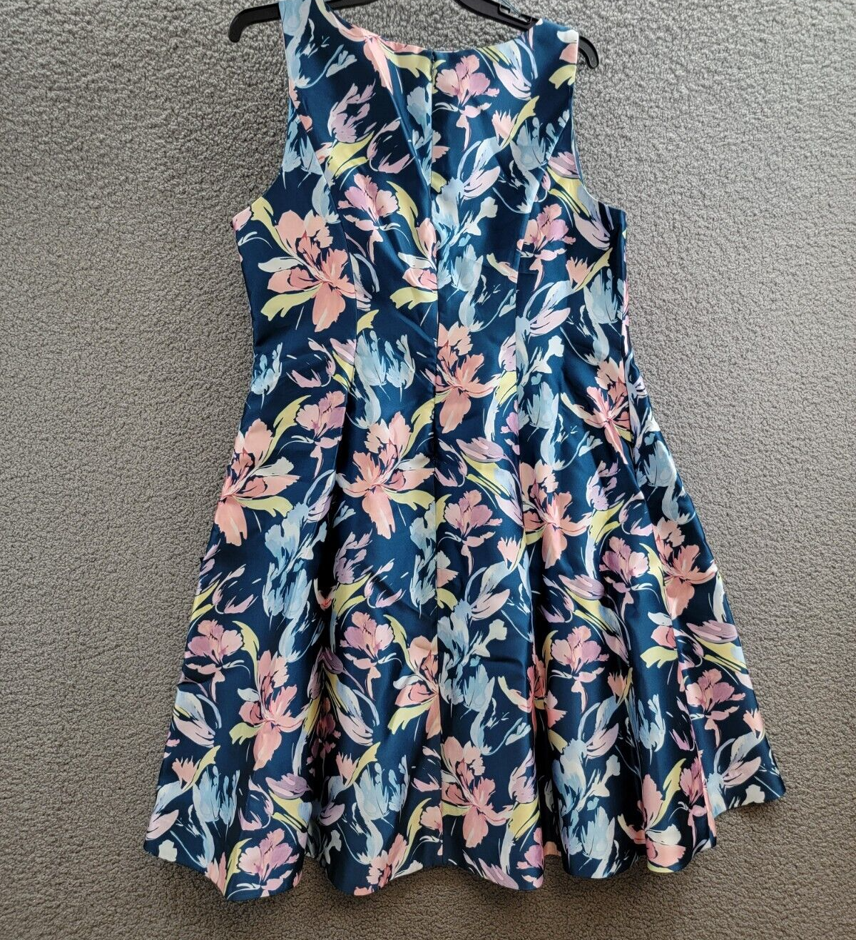 Adrianna Papell Plus Mikado High Low Fit & Flare Dress Womens 18W Multi Back Zip - Picture 9 of 16