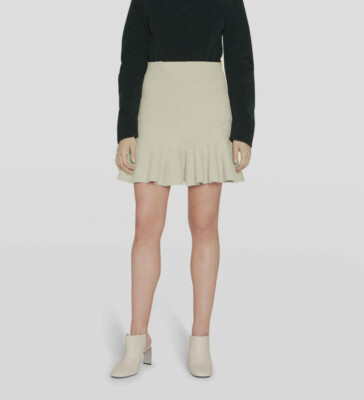 $1050 Jil Sander Women's Beige Wool High Waist Knit Mini Skirt Size DE32/US2