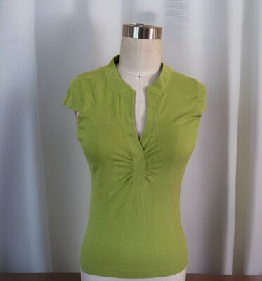 Banana Republic Lime Green Sleeveless V-Neck Sexy Summer Top