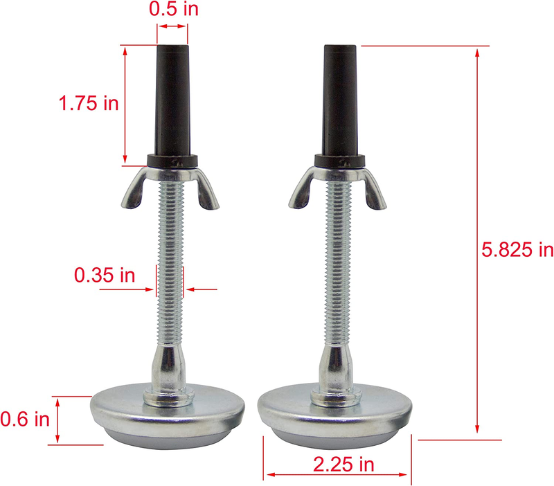 - Adjustable 5.8" Threaded Bed Frame Riser Glide Legs, Set of 4 Glides