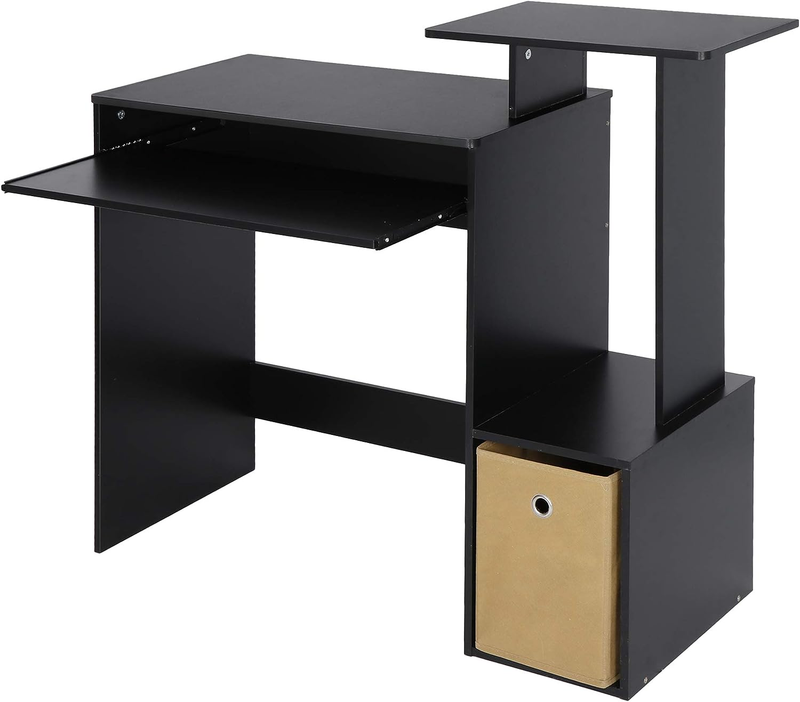 39 Inch Small Home Office Computer Writing Desk with Keyboard Tray, Bin Drawer,