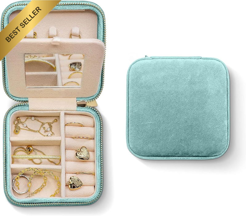 Travel Jewellery Organiser, Jewellery Travel Case with Built-In Mirror, Compact