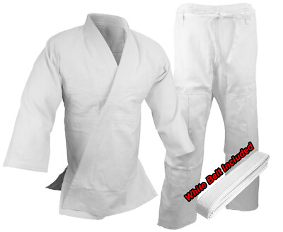Judo Gi Uniform Set Single and Double Weave Kimono Olympic Standard Cut w/ Belt