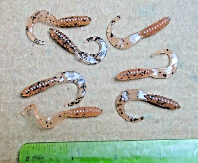 100 Curly Tail Grubs 1 1//2/" Panfish Plastic Fishing Lures Crappie,Bream,Trout