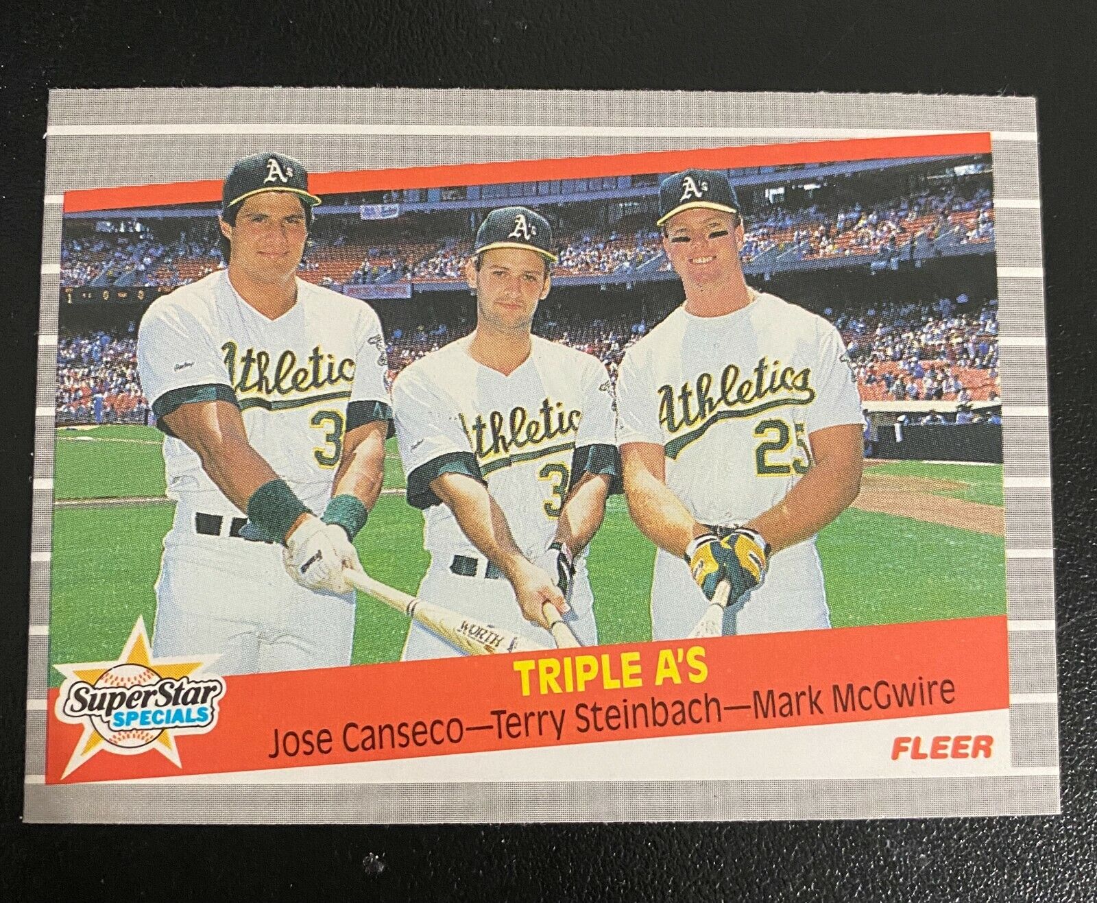 1989 Fleer Canseco Steinbach McGwire Triple A's Card #634 1989 Fleer Canseco Steinbach McGwire Triple A's Card #634