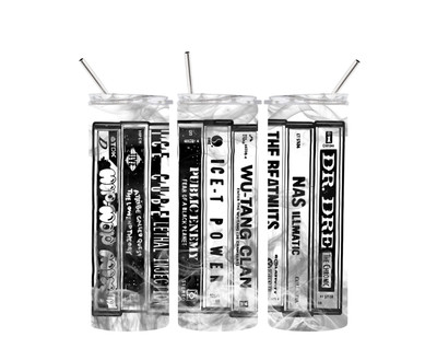 20oz 90's Casette tape Wu-tang Dr Dre NAS Ice Cube themed insulated tumbler