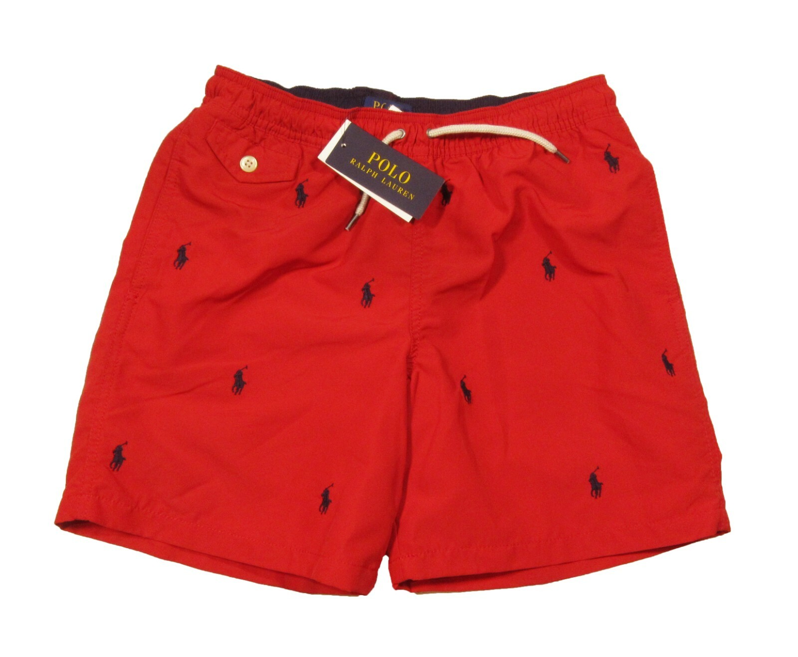 Polo Ralph Lauren Boys Red All Over Pony Logo Swim Trunks | eBay