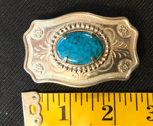 vintage Woman’s Turquoise Western Belt Buckle - Country Girl