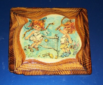 VINTAGE WOOD TENNIS PLAQUES 1970S ORIGINAL OWNER