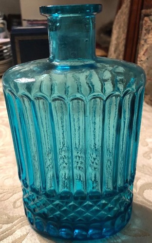 Light Blue Glass Vintage & Collectible Bottle Decanter W/ Stopper 8’ By 4 1/2 In