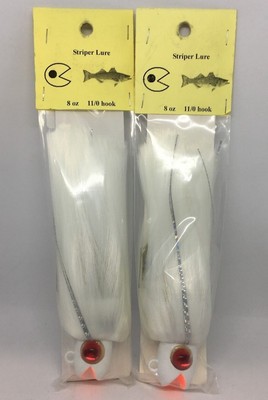 2 SINKERMANS PACMAN PARACHUTE STRIPER LURES 5oz PURPLE//CHARTREUSE