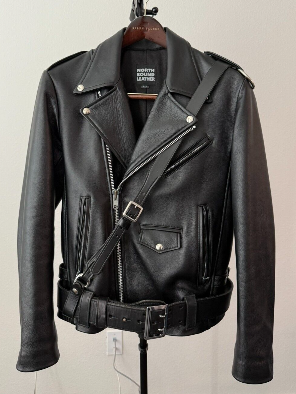Northbound Leather Mens Black Leather Biker Jacket Size
