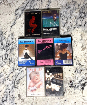 VAN HALEN x2 Pat Benatar x3 David Lee Roth Vintage Classic Rock 7 Cassette Lot