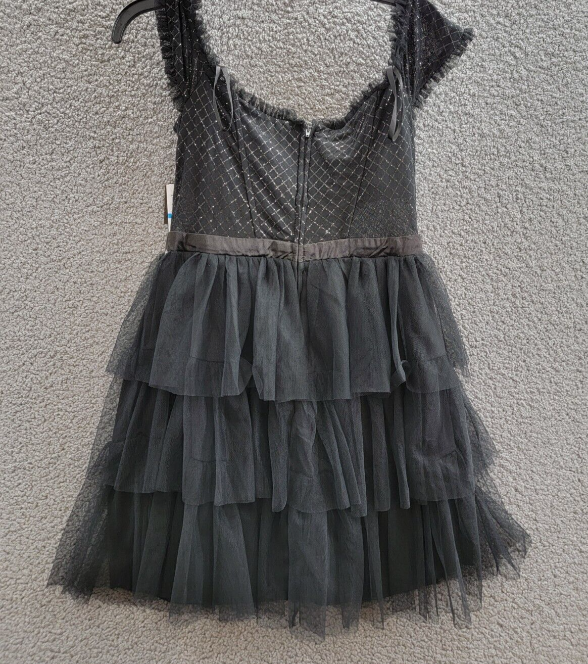City Studio Tiered Mesh Off-The-Shoulder Fit & Flare Dress Juniors' 9/10 Black - Picture 9 of 16