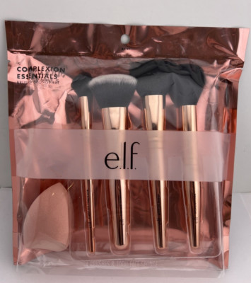 e.l.f. Complexion Essentials Kit - Makeup Brush Set (4 Brushes & Face Sponge)