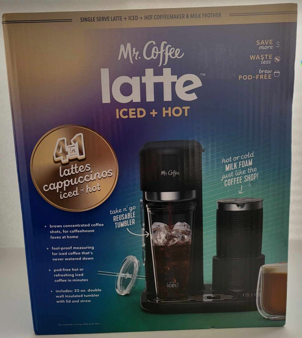 Mr. Coffee 4-in-1 Latte Iced & Hot Coffee Maker with Milk Fr